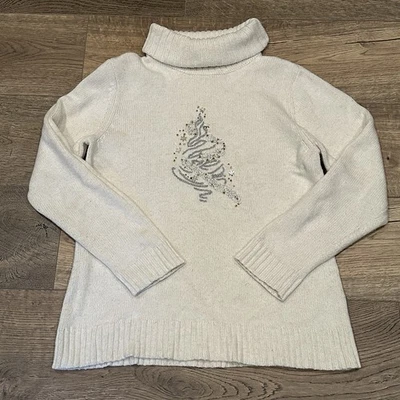 复古 Norm Thompson 圣诞毛衣系列海龟颈部假日 90 年代树尺寸 M — 第 1/4 张图片