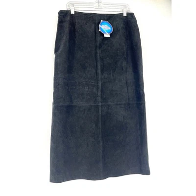 Alfani Black Suede Midi Straight Skirt Central Park Lined NWT (16) Washable - Image 1 of 4