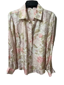 Salvatore Ferragamo Silk Blouse Womens 42 (Size 6 Medium US) Floral Top Button - Picture 1 of 7