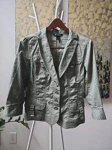 White House Black Market Utility Jacket Women's Sz 8 Sage Lightweight Coat EUC - Picture 1 of 9