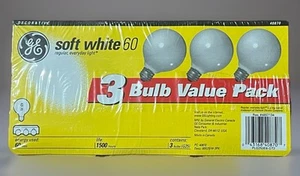 GE Soft White 60w Fluorescent G25 Light Bulbs 3 Pack New Sealed  - Picture 1 of 4