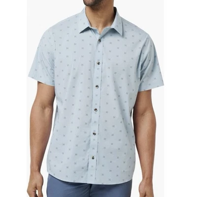 Travis Mathew Bungalow Breeze Short Sleeve Cotton Button Up Light Blue Men’s XL - Image 1 of 4