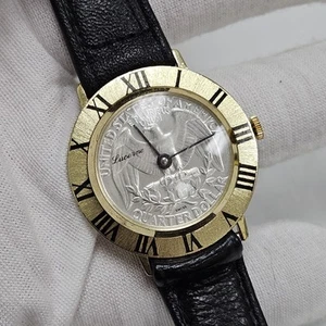 Rare Vintage Unisex Lucerne Quarter Dollar Wrist Watch Mechanical Manual Swiss - Picture 1 of 10