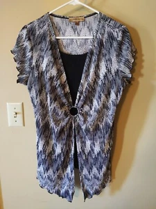 Notations XL Black And White Layered Dressy Top - Picture 1 of 5