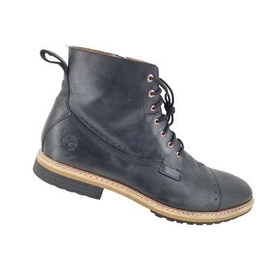 Timberland West Haven Boots Men's 13 Black  Leather Cap Toe Brogue Zip Combat - Image 1 of 4