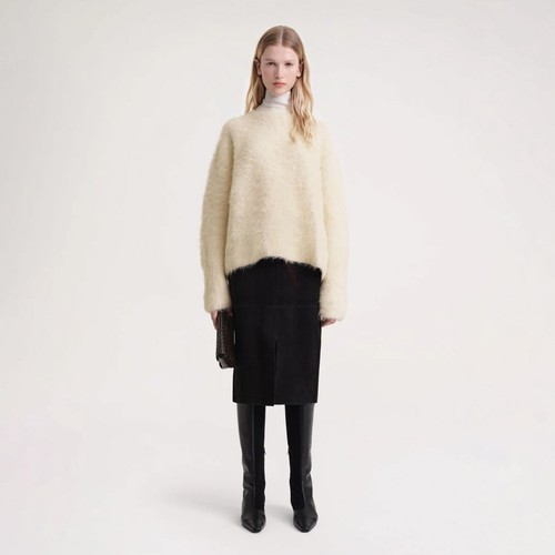 OFF WHITE Maglione donna Toteme in alpaca girocollo maglione termico largo