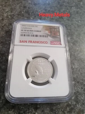2002-S LOUISIANA Silver Proof Quarter PF70 NGC EXCELLENT LOW PRICE!! - Image 1 of 4