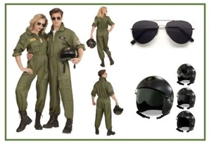 PILOT PILOTIN Deluxe Kampfjet Partner Damen Herren Kostüm Piloten Jet Karneval - Bild 1 von 9