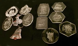 12 klare Acryl Christbaumschmuck verschiedene Größen-Formen-Bilder. + Jahre - Bild 1 von 11