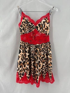 Paco Rabanne XS H&M Dress Leopard Slip Mini Red Lace NEW - Picture 1 of 7