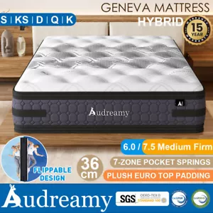 Audreamy Geneva Mattress Dual-Sided 36cm Euro Top Cool Gel 7-Zone Pocket Spring - Picture 1 of 80