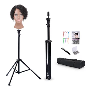 Klvied Reinforced Wig Stand Tripod Mannequin Head Stand, Adjustable Holder for C - Picture 1 of 12