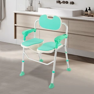Shower Chair 350lbs with Backrest Armrests Bath Seat Height Adjustable Chair - Picture 1 of 23