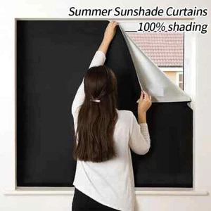 Blackout Curtains Portable Blackout Blinds Anti-UV Window Shades DIY Curtains - Picture 1 of 19