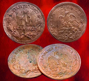 1915 mexico ATLIXTAC 10 CENTAVOS  PUEBLA  COPPER LOT 2 - Picture 1 of 1