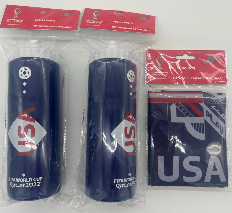 New 2022 Official USA FIFA World Cup Sports Bottles & Sling Bag Qatar Free S&H - Image 1 of 1