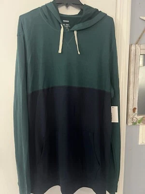 ¡NUEVO! Sudadera con capucha de punto doble Sonoma grande y alta para hombre talla XXL alta verde azulado/azul marino Foto 1 de 4