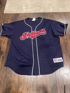 Majestic Cleveland Indians Button Up Vintage Jersey Size XL Blank Excellent Cond - Picture 1 of 10