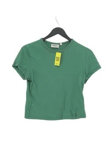 Weekday Women's T-Shirt S Green 100% Cotton Short Sleeve Round Neck Basic - Picture 1 of 6