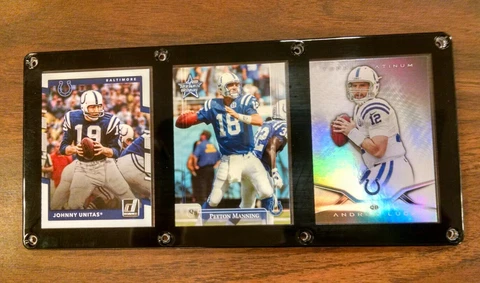 INDIANAPOLIS COLTS QUARTERBACKS 3 CARD PLAQUE JOHNNY UNITAS MANNING ANDREW LUCK Cover