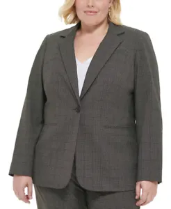 Calvin Klein Women's Plus Size Single-Button Blazer (Tortoise Multi, 18W) - Picture 1 of 3