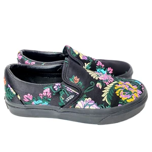 Vans Festival slip on in raso nero ricamato floreale donna 6,5 uomo 5 " - Foto 1 di 13