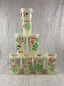 Set of 7 VINTAGE 1998 COCA-COLA Thermo-Serv Plastic CUPS RARE Snowflake Design - Picture 1 of 5