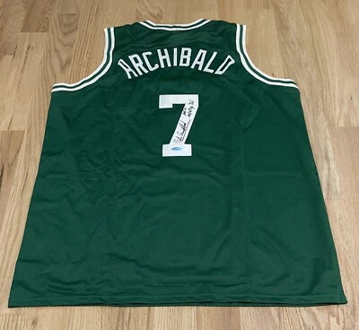 NATE ARCHIBALD Signed Autographed Boston Celtics Jersey w/Top 50 insc w/COA - Image 1 of 3