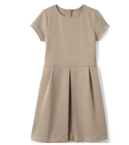 Lands' End School Uniform Girls SS Ponte Dress Top of Knee Size 14 Khaki - Picture 1 of 4