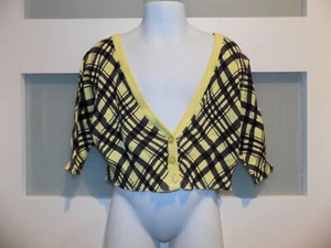 Justice Cropped Yellow/Blue/Black Cardigan Size 10 Girl's - Picture 1 of 3