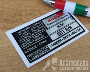 1 Adesivo etichetta Alfa Spider GTV mito 916 156 159 herberts NERO 601 B/B - Picture 1 of 1