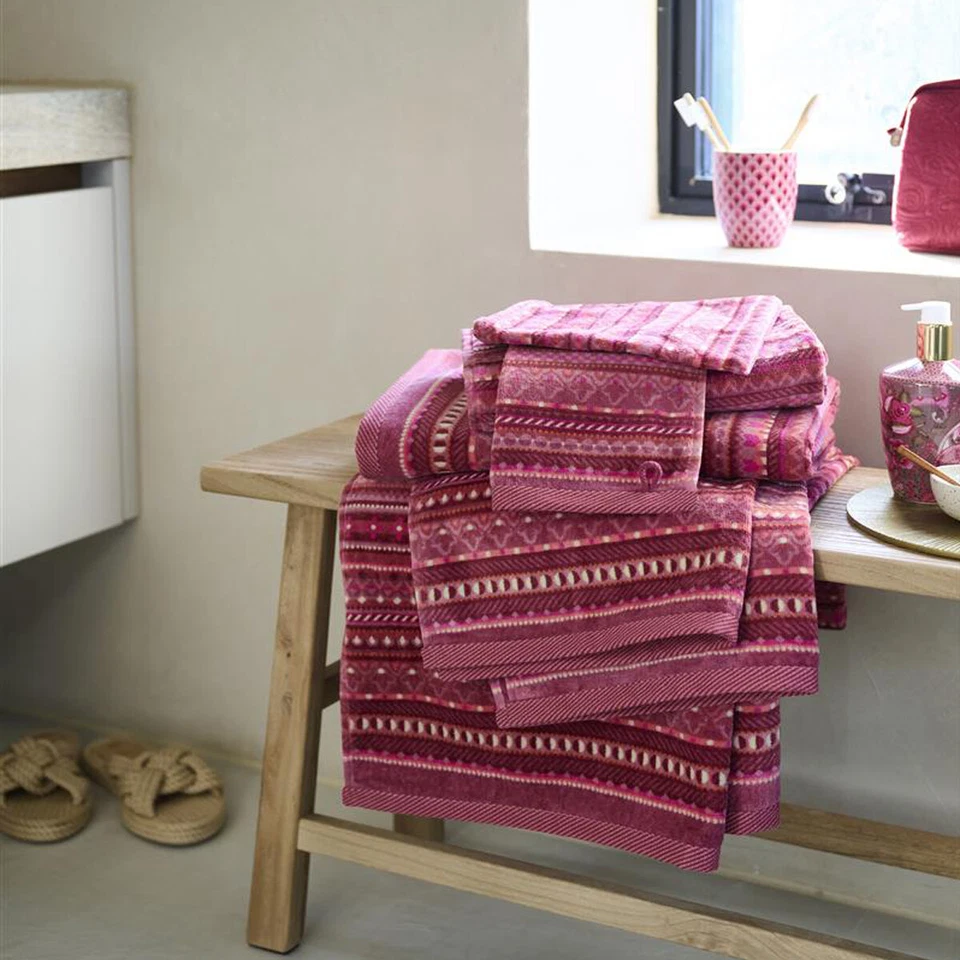 PIP Studio Frottee Serie Geometric Print Dark Pink 100% Baumwolle  - Bild 1 von 1