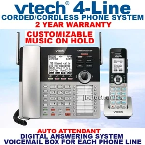 VTECH CM18445 4-LINE PHONE WITH  1 CORDLESS HANDSET - MUSIC ON HOLD - Picture 1 of 4