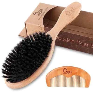 BLACK EGG Boar Bristle Hair Brush for Women Men Kid, Soft Natural Bristles - Picture 1 of 8