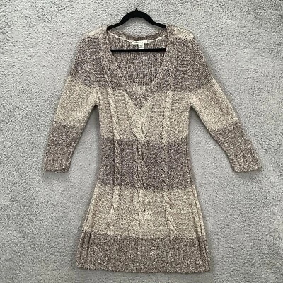 American Rag Sweater Dress Women's Large Gray Cotton Blend Pullover Cable Knit - Image 1 of 4