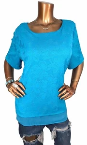 Dana Buchman XXL Top NWT Top Teal Lined Embroidery Elbow Sleeves Tunic Blouse - Picture 1 of 10