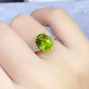 3CT Peridot Birthstone Ring 925 Sterling Silver, August Birthstone Peridot Ring - Picture 1 of 6