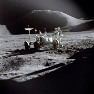 Astronaut James B. Irwin next to Rover Moonwalk EVAs Apollo 15 12X12 PHOTOGRAPH - Picture 1 of 1