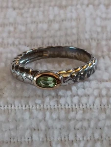 Grüner Edelstein Peridot 925 14K Gelbgold Sterlingsilber Ringe Gr. 7 - Bild 1 von 6