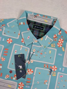 William Murray Fish Outta Water Polo Shirt Mens Large AOP Golf Performance NWT - Picture 1 of 8