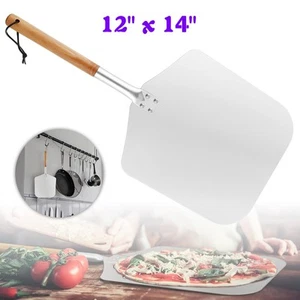 Pizza Peel with Wooden handle Aluminium bass 12-inch X 14-inch Pizza Paddle AU - Picture 1 of 14