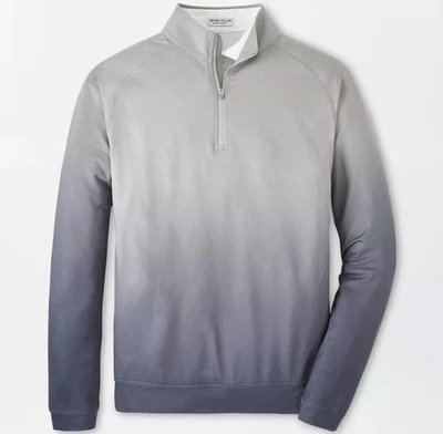 Peter Millar Gale Gray Perth Ombré Performance Melange Quarter-Zip Golf NWT L - Image 1 of 4