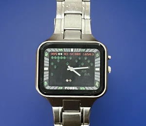 RARE Men’s FOSSIL Big Tic ATARI Centipede Animated Watch 6 1/2” BG-1020 Bigtic - Picture 1 of 24
