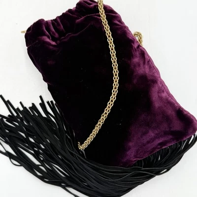 Auténtico bolso de hombro Ralph Lauren etiqueta púrpura cadena terciopelo flecos púrpura para mujer Foto 1 de 4