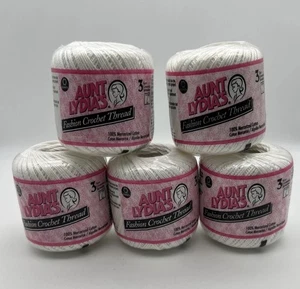 Hilo de ganchillo de moda Tía Lydias talla 3 algodón blanco 5 bolas - Imagen 1 de 7