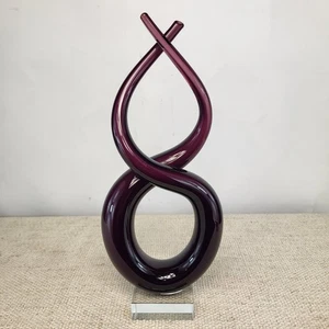 Scultura in vetro viola stile Murano vortice ornamento decorazione casa nodo d'amore UK - Foto 1 di 18