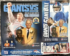 Boleto del programa NY GIANTS 2013 BILL PARCELLS SALÓN DE LA FAMA ELI PEYTON MANNING - Imagen 1 de 5