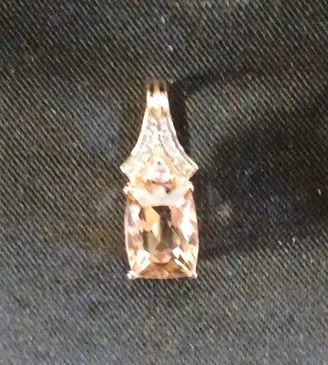 14K Gold 6x4mm Oval Pink Tourmaline Solitaire Pendant  - Image 1 of 4