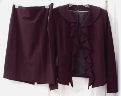 NEW TAG! ANNE KLEIN 12 'RAISEN' PURPLE 2-PC WOOLBLEND BLAZER JACKET SKIRT SUIT - Изображение 1 из 4