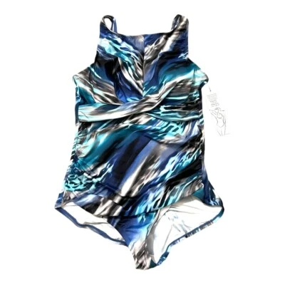 Nuevo con etiquetas Traje de baño de una pieza Dreamsuit talla 16 azul aguamarina estampado abstracto control abdominal Foto 1 de 4